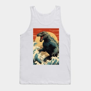 Wave and Godzilla Tank Top